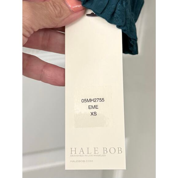 Hale Bob XS teal green blue long sleeve dress shirt blouse - Picture 5 of 6